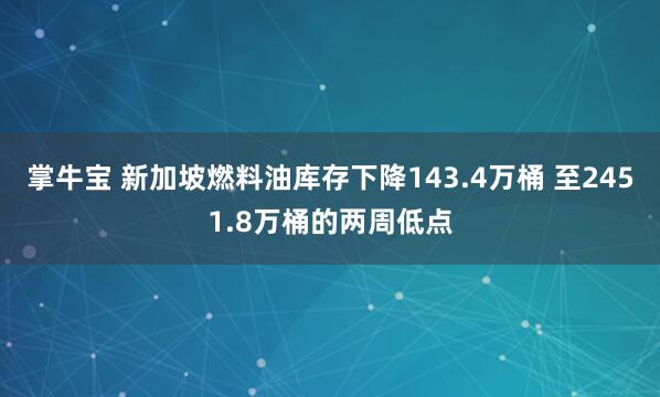 掌牛宝 新加坡燃料油库存下降143.4万桶 至2451.8万桶的两周低点